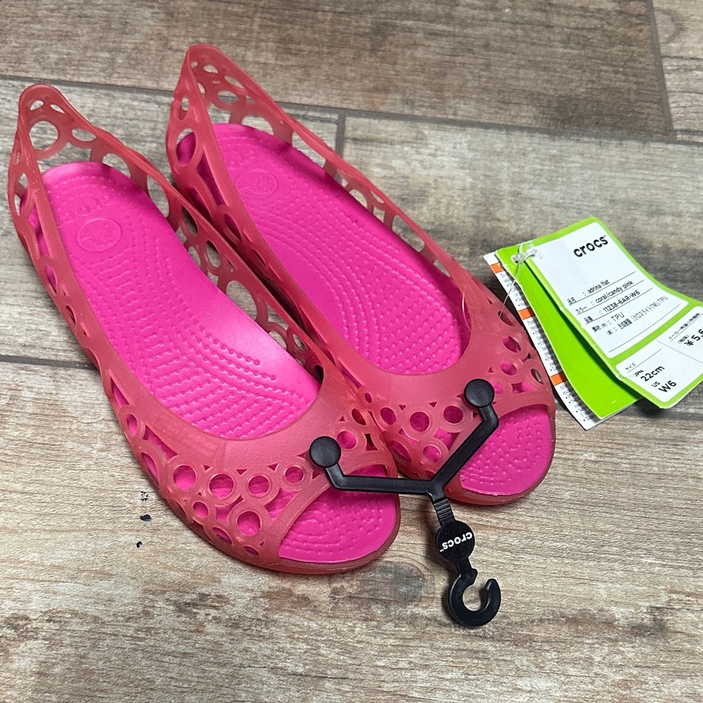 CROCS Pink Cutout Flats